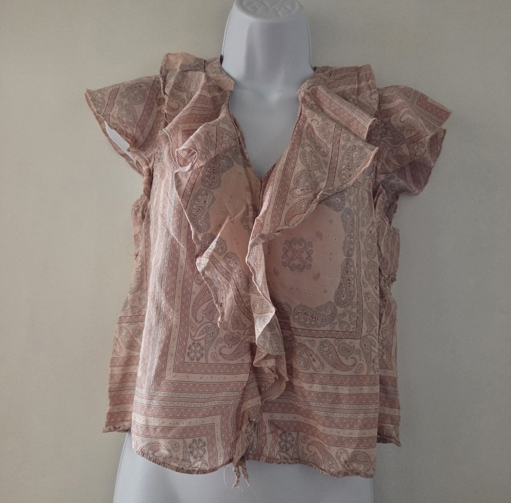 Universal Thread Elegant Paisley Ruffle Blouse Size XS